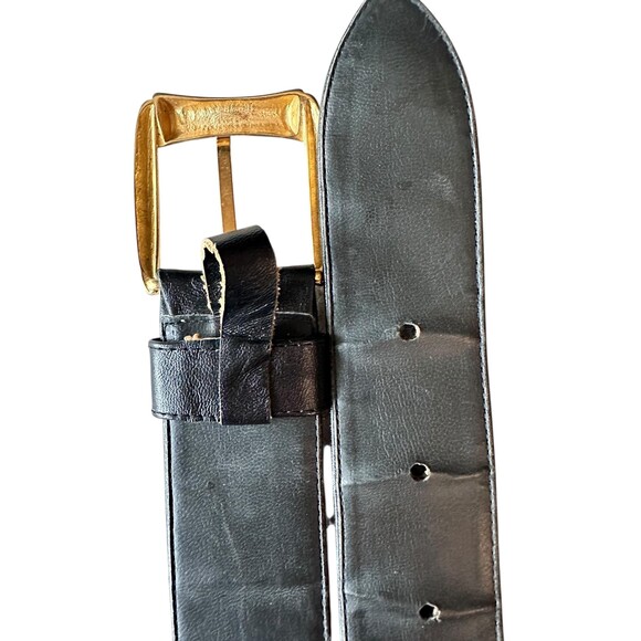 Vintage 80s Whimsical Cow Charm Belt - Black Faux Leather Western Waist Belt main image 5
